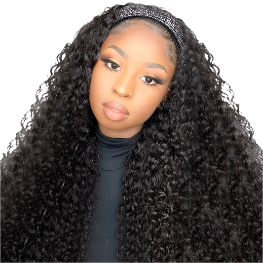 Go Glueless Natural Kinky Curly Headband Human Hair Wig